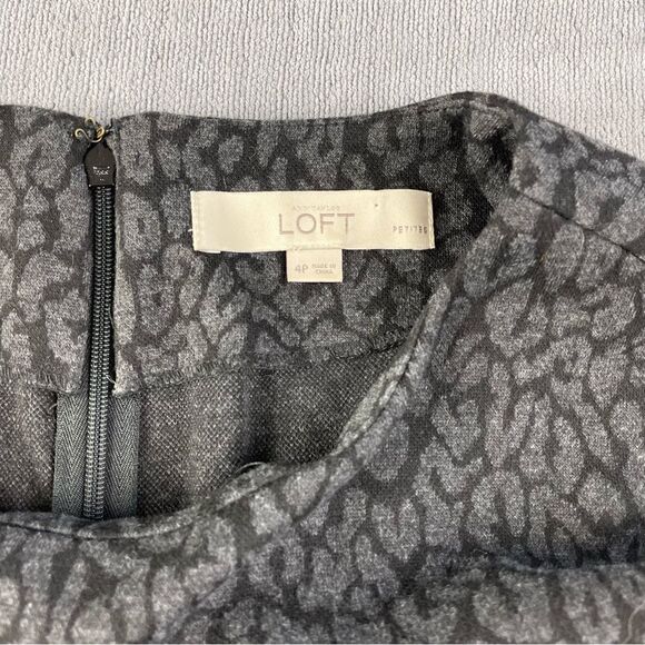 LOFT Animal Print Cheetah Leopard Black & Gray Cocktail Dress Women’s Size 4P - Picture 5 of 10